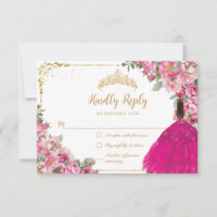 Fuchsia Rose Floral Or Princesse Gown Quinceanera