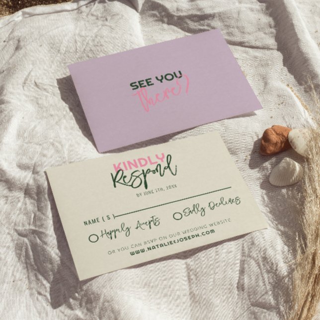 Cartons Réponse Fun manuscrit Whimsical Funky Mariage unique (Créateur téléchargé)