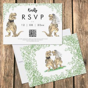 Cartons Réponse Funny Dinosaur Mariage code QR Répondre