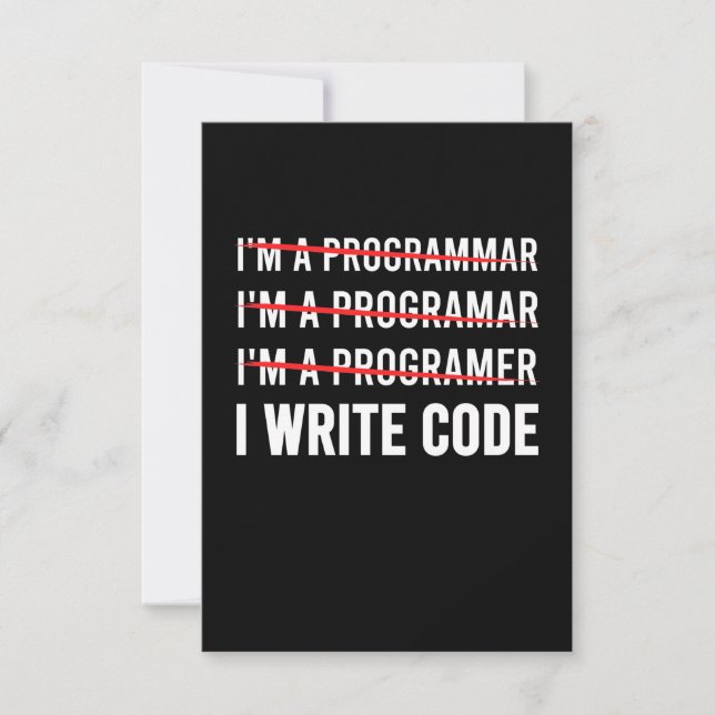 Cartons Réponse Funny Programmer I Wite Code (Devant)