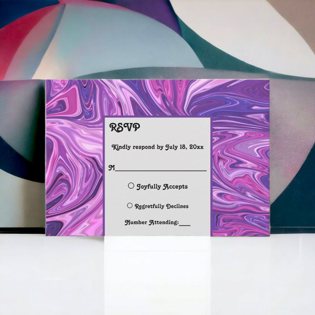 Cartons Réponse Galaxie Bleue Moderne Art Abstrait Mariage élégant (Créateur téléchargé)
