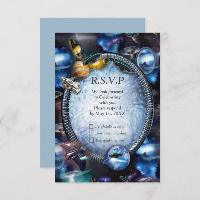 Cartons Réponse Galaxie visiteurs dans l'espace (Devant / Derrière)