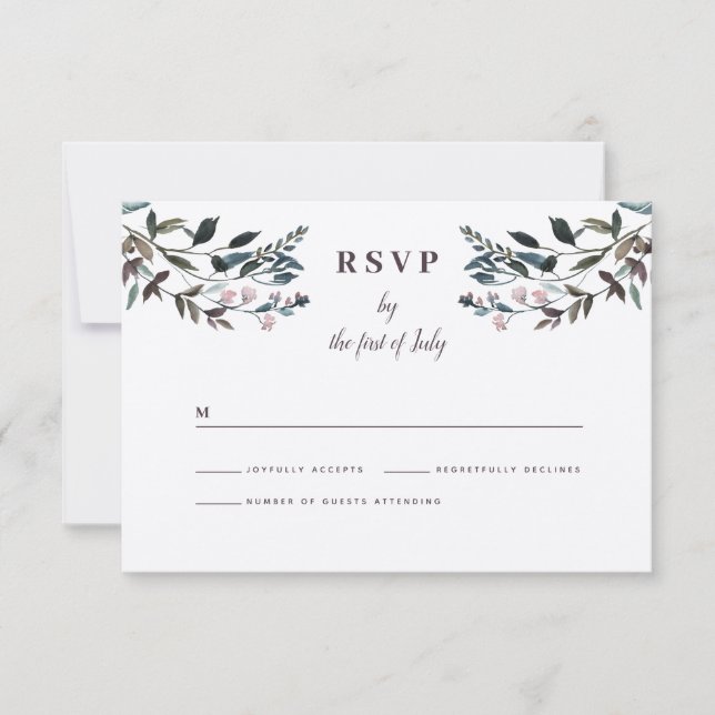 Cartons Réponse Garden Crest Rustic Kraft Floral Response Mariage (Devant)
