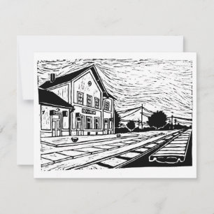 Cartons Réponse Gare de Lovrin Linogravure