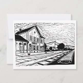Cartons Réponse Gare de Lovrin Linogravure