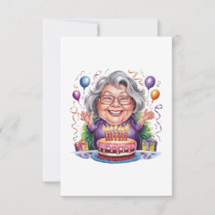 Cartons Réponse Gâteau d'anniversaire d'une vieille dame excitée A