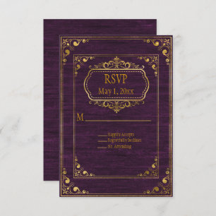 Cartons Réponse Gay Couple Brown Barnwood et Gold Frames Mariage