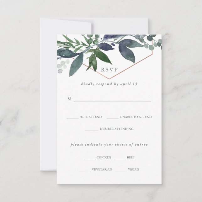 Cartons Réponse Geo vert | Rose Gold Mey Choice Mariage (Devant)