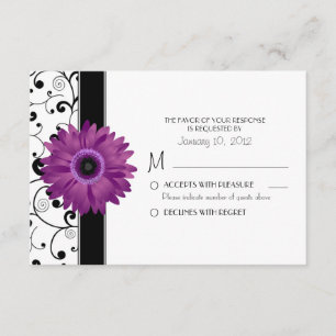 Cartons Réponse Gerbera mauve marguerite avec design de défilement