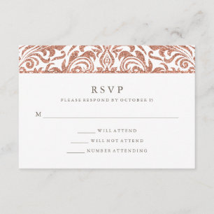 Cartons Réponse Glam Elegant Faux Rose Gold Parties scintillant Da