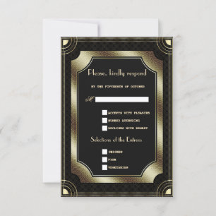 Cartons Réponse Glam Gold Black Great Art Déco Mariage