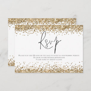 Cartons Réponse Glam Gold Parties scintillant QR Code Mariage de s