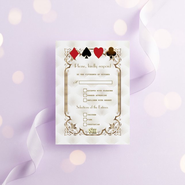 Cartons Réponse Glam Royal Gold White Art Déco Mariage des années  (Créateur téléchargé)