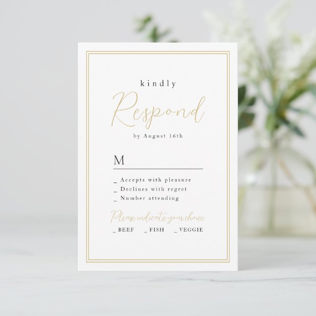 Cartons Réponse Gold Black Simple Elegance Romantique Script Maria (Debout devant)