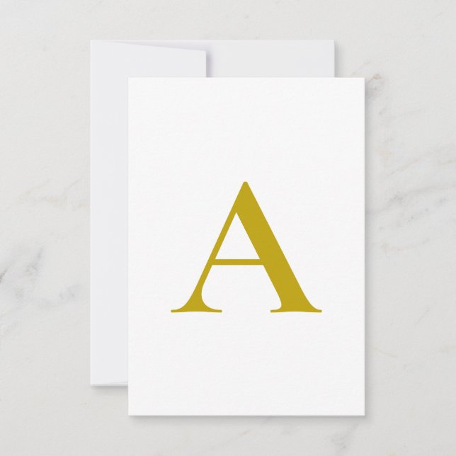 Cartons Réponse Gold Color Custom Monogram Initial Letter Plain (Devant)