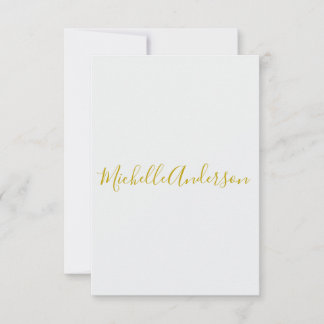 Cartons Réponse Gold Color Modern Minimaliste Nom d'écriture manus