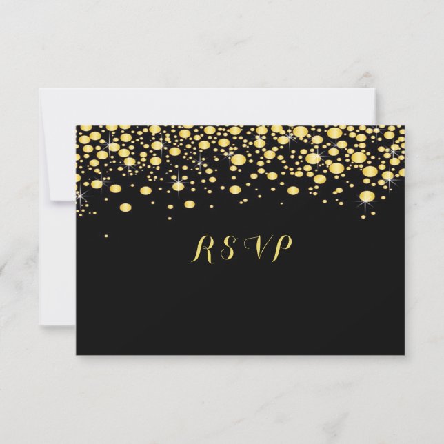 Cartons Réponse Gold Confetti sur Black, Custom, (Devant)