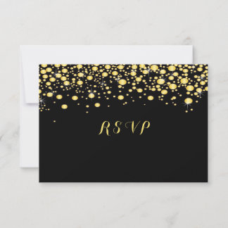 Cartons Réponse Gold Confetti sur Black, Custom,