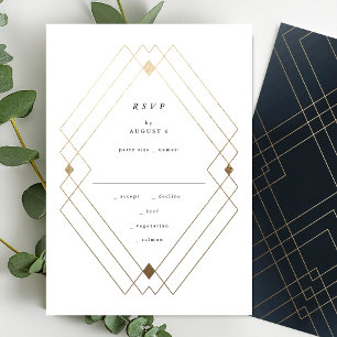 Cartons Réponse Gold Diamond Marine Géométrique Déco Mariage Gatsb