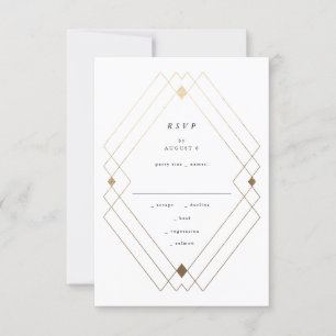 Cartons Réponse Gold Diamond noir Géométrique Mariage Gatsby