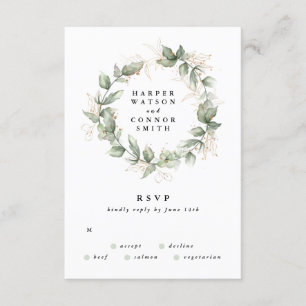 Cartons Réponse Gold Eucalyptus Mariage Wreath Verdure Moss Sages