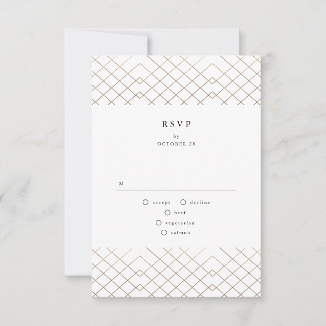 Cartons Réponse Gold Grey Elegance Diamond Geo Deco Mariage (Devant)