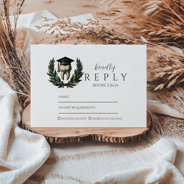 Cartons Réponse Gold Laurel Tooth Graduation Party (Créateur téléchargé)