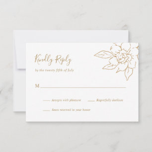 Cartons Réponse Gold Line Art Floral Mariage élégant