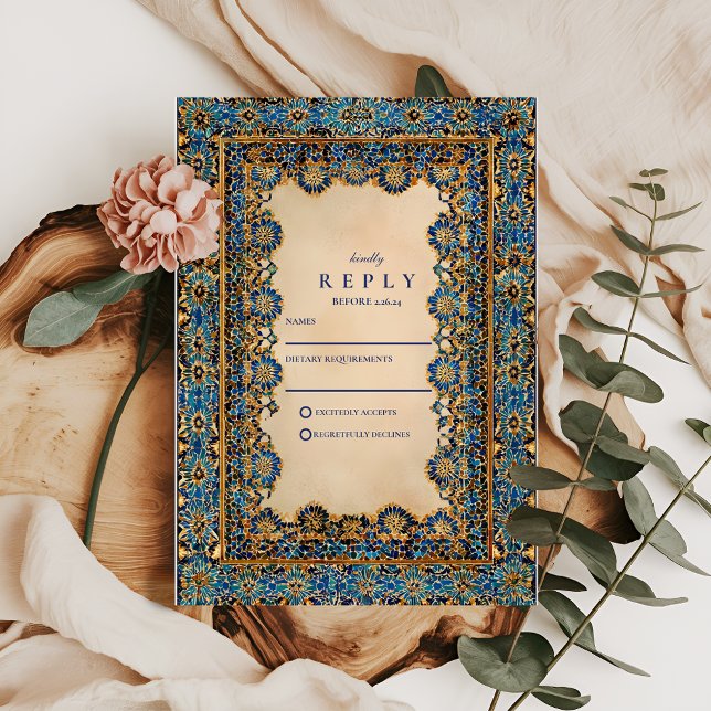 Cartons Réponse Gold Mosaic Islamic Wedding (Créateur téléchargé)