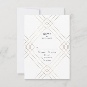 Cartons Réponse Gold White Elegance Diamond Geo Deco Mariage