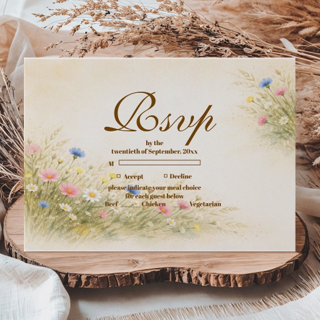 Cartons Réponse Golden Meadow Wildflower Quinceañera (Créateur téléchargé)