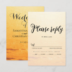 Cartons Réponse Golden orange vagues d'été mariage