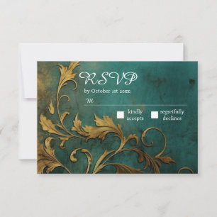 Cartons Réponse Goth Floral Turquoise Et Or