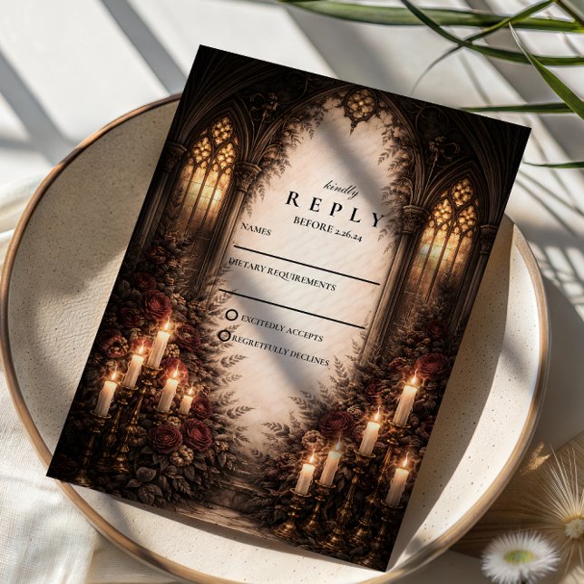 Cartons Réponse Gothic Cathedral Candlelight Wedding (Créateur téléchargé)