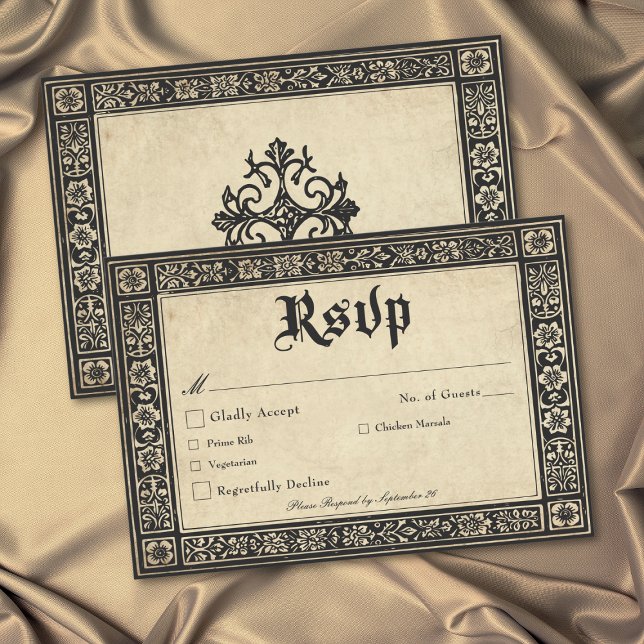 Cartons Réponse Gothic Parchment Medieval Until Death Wedding (Gothic Parchment Medieval Until Death Wedding RSVP Card)