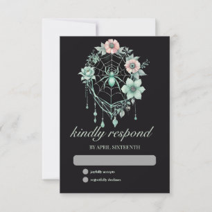 Cartons Réponse Gothique Green Mint Floral Spider Web Handfasting