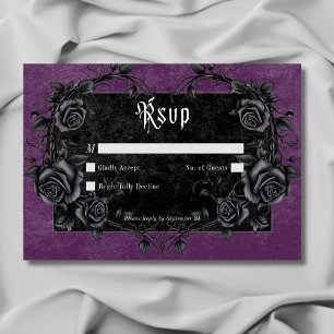 Cartons Réponse Gothique Noir Corbeau & Roses Violet Pas de Dîner