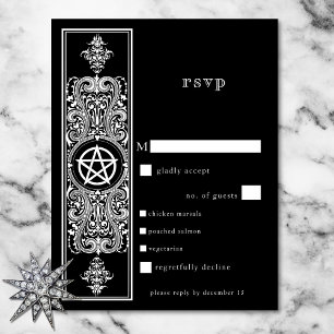 Cartons Réponse Gothique Pentagram Star Noir Blanc Mariage Dîner