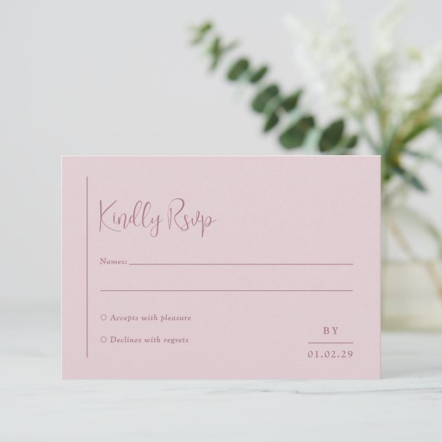 Cartons Réponse Grace Muet rose Mariage moderne (Debout devant)