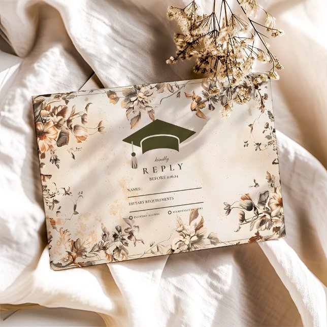 Cartons Réponse Graduation Rustique Vintage Fleur sauvage Bloom (Créateur téléchargé)