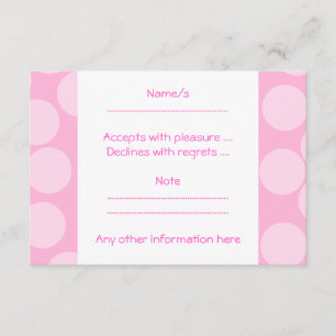 Cartons Réponse Grand Motif de points. Rose pâle et Rose bonbon.