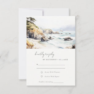Cartons Réponse Grand Sur, paysage de Californie aquarelle mariage