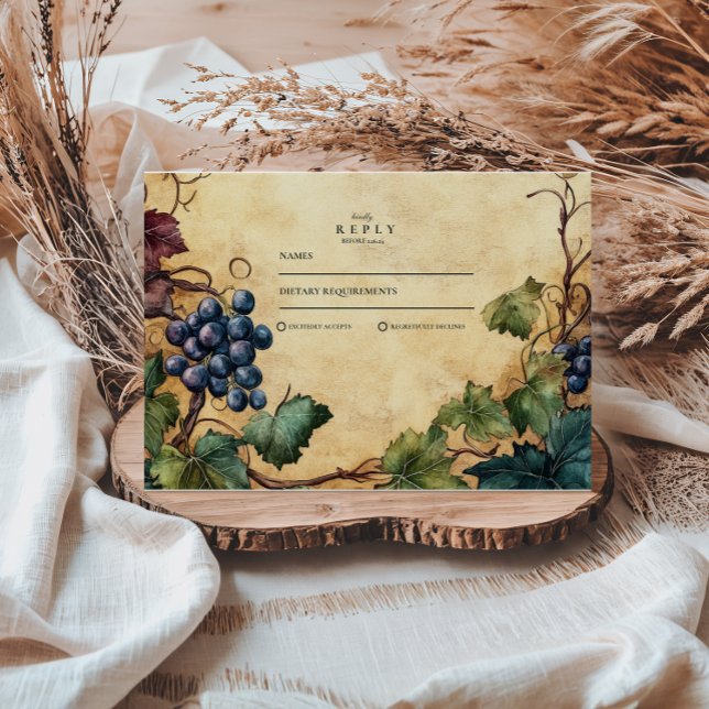 Cartons Réponse Grapevine Mariage Vignoble vintage (Créateur téléchargé)
