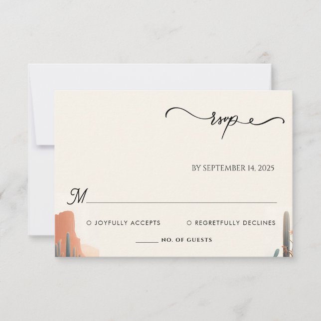 Cartons Réponse Green Boho Leaf Desert Cactus Succulent Mariage (Devant)