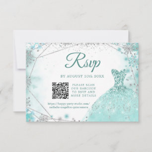 Cartons Réponse Green Turquoise Silver Hivernal Quinceañera Snowfl