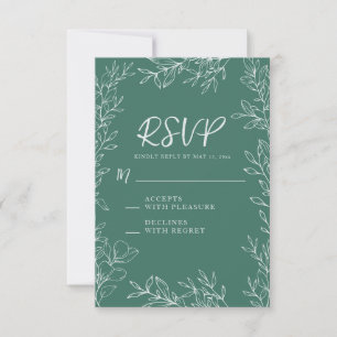 Cartons Réponse ]Green White Botanical Line Mariage d'art