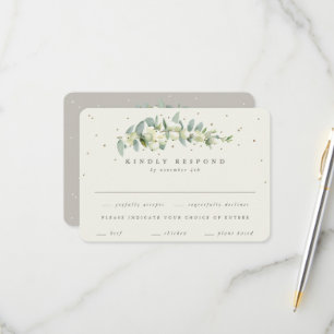 Cartons Réponse Greige/Crème Snowberry + Tige d'Eucalyptus Mariage