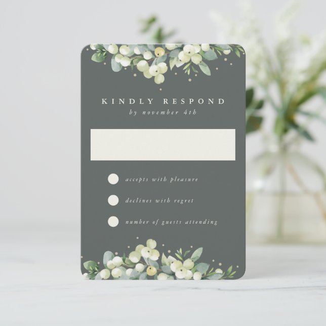 Cartons Réponse Grey Green Snowberry+Eucalyptus Mariage (Debout devant)