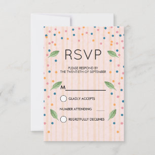 Cartons Réponse Grilles roses et or Feuilles verts et Confetti RSV