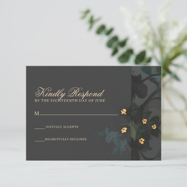 Cartons Réponse Gris Floral Abstrait Moody Bohemian Handfasting (Debout devant)